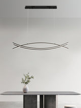 Modern Wishbone LED Linear Chandelier Large Pendant Light for Kitchen Island and Dining Room