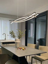 Modern Wishbone LED Linear Chandelier Large Pendant Light for Kitchen Island and Dining Room