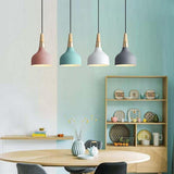 Modern Wood and Bamboo LED Pendant Light with Metal Shade for Kitchen Island and Bedroom