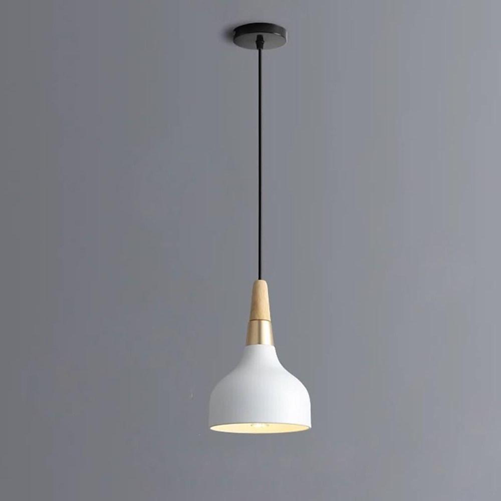 Modern Wood and Bamboo LED Pendant Light with Metal Shade for Kitchen Island and Bedroom