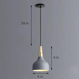 Modern Wood and Bamboo LED Pendant Light with Metal Shade for Kitchen Island and Bedroom