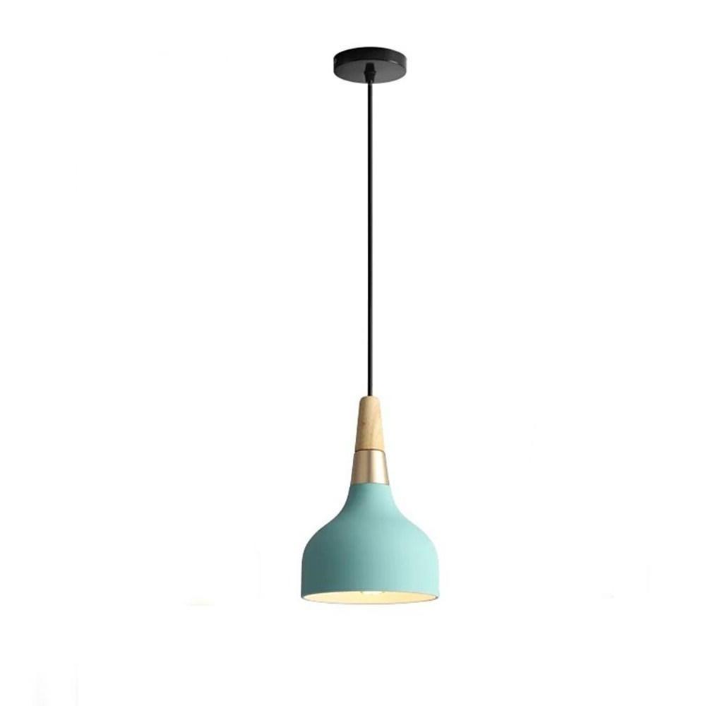 Modern Wood and Bamboo LED Pendant Light with Metal Shade for Kitchen Island and Bedroom