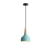Modern Wood and Bamboo LED Pendant Light with Metal Shade for Kitchen Island and Bedroom