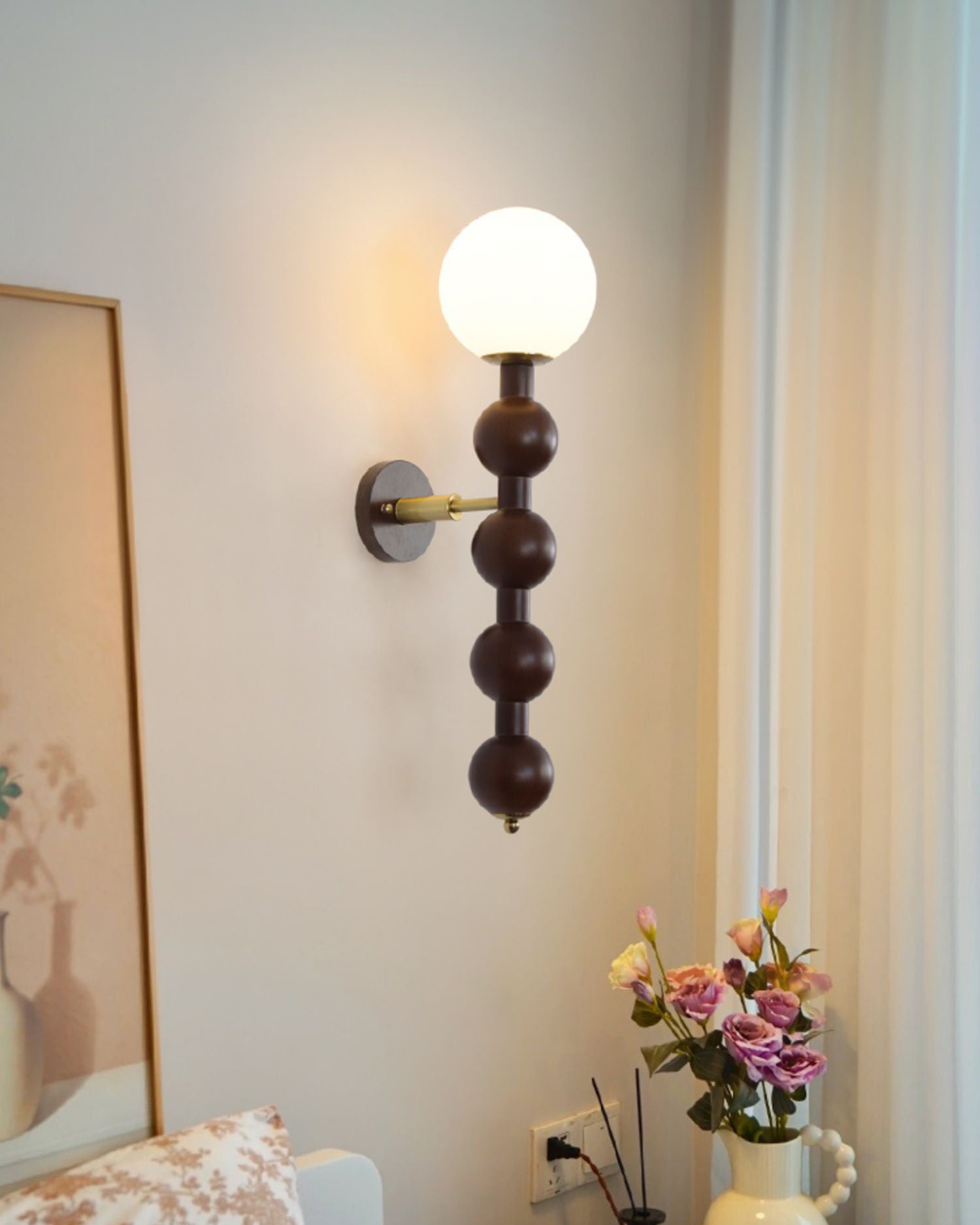 Modern Wood and Glass Bubbly Wall Sconce Lighting for Indoor Home Decor