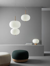 Modern Wood and Hand Blown Glass Sphere LED Pendant Light for Home Decor