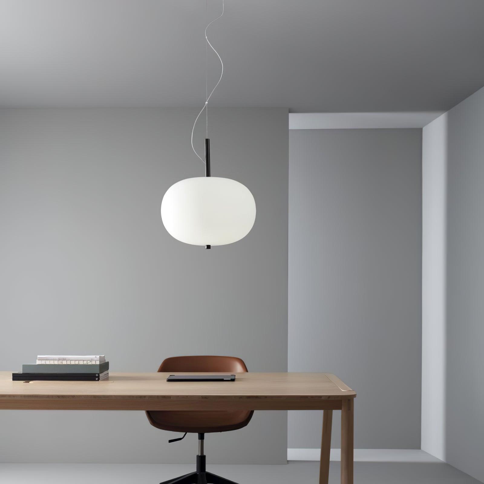Modern Wood and Hand Blown Glass Sphere LED Pendant Light for Home Decor