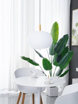 Modern Wood and Hand Blown Glass Sphere LED Pendant Light for Home Decor