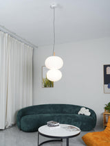 Modern Wood and Hand Blown Glass Sphere LED Pendant Light for Home Decor