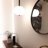 Modern Wood and Hand Blown Glass Sphere LED Pendant Light for Home Decor