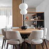 Modern Wood and Hand Blown Glass Sphere LED Pendant Light for Home Decor