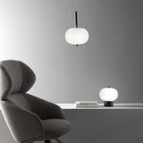 Modern Wood and Hand Blown Glass Sphere LED Pendant Light for Home Decor
