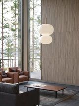 Modern Wood and Hand Blown Glass Sphere LED Pendant Light for Home Decor
