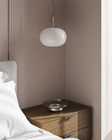 Modern Wood and Hand Blown Glass Sphere LED Pendant Light for Home Decor