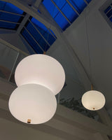 Modern Wood and Hand Blown Glass Sphere LED Pendant Light for Home Decor