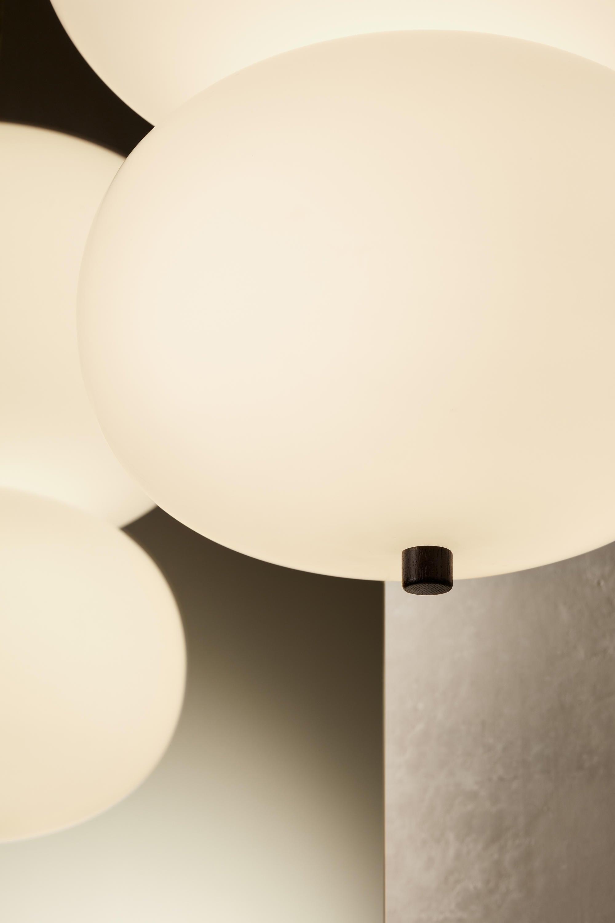 Modern Wood and Hand Blown Glass Sphere LED Pendant Light for Home Decor