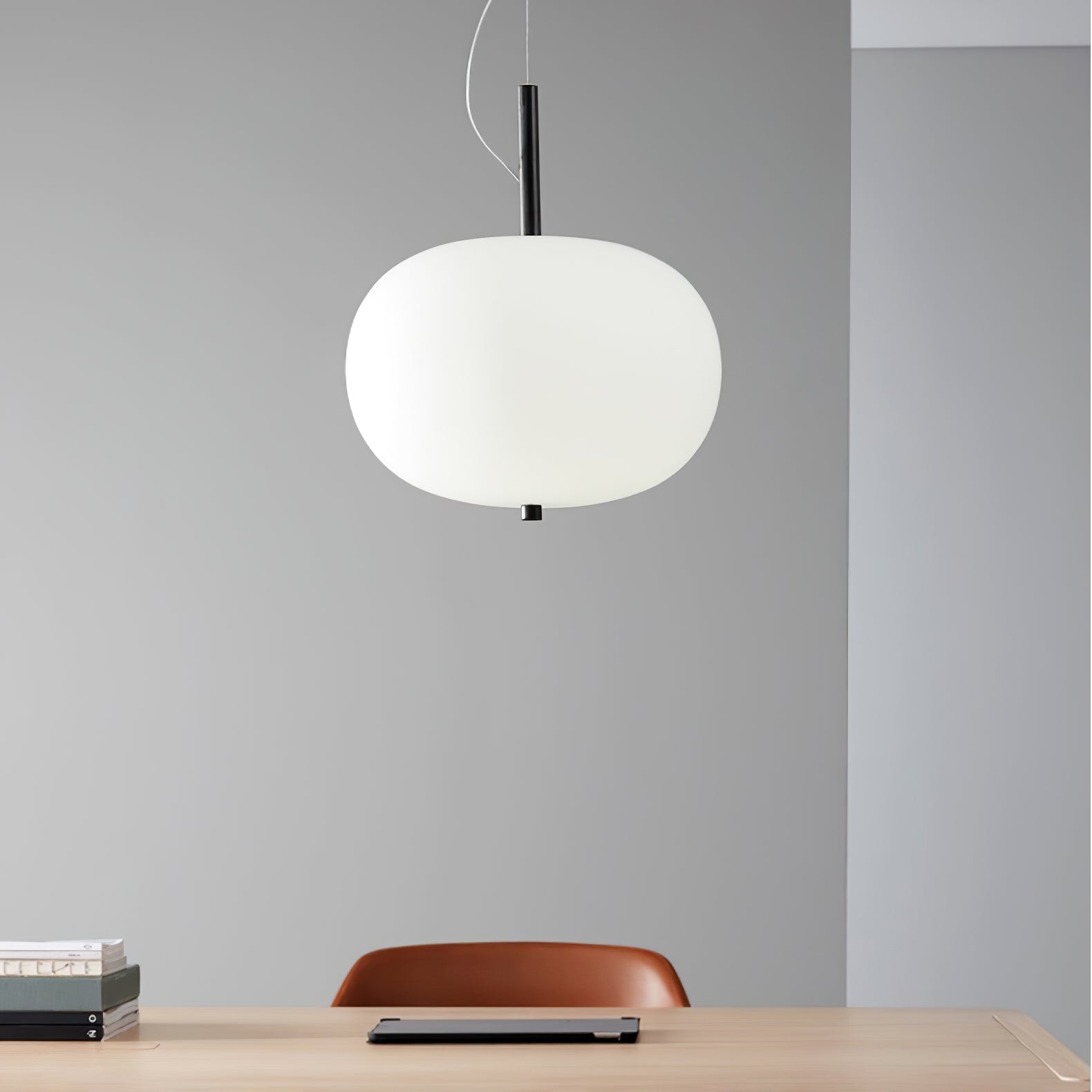 Modern Wood and Hand Blown Glass Sphere LED Pendant Light for Home Decor