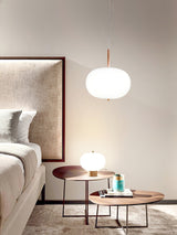 Modern Wood and Hand Blown Glass Sphere LED Pendant Light for Home Decor