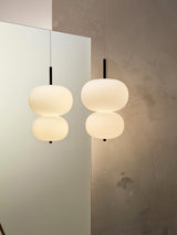 Modern Wood and Hand Blown Glass Sphere LED Pendant Light for Home Decor