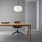 Modern Wood and Hand Blown Glass Sphere LED Pendant Light for Home Decor