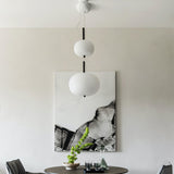 Modern Wood and Hand Blown Glass Sphere LED Pendant Light for Home Decor