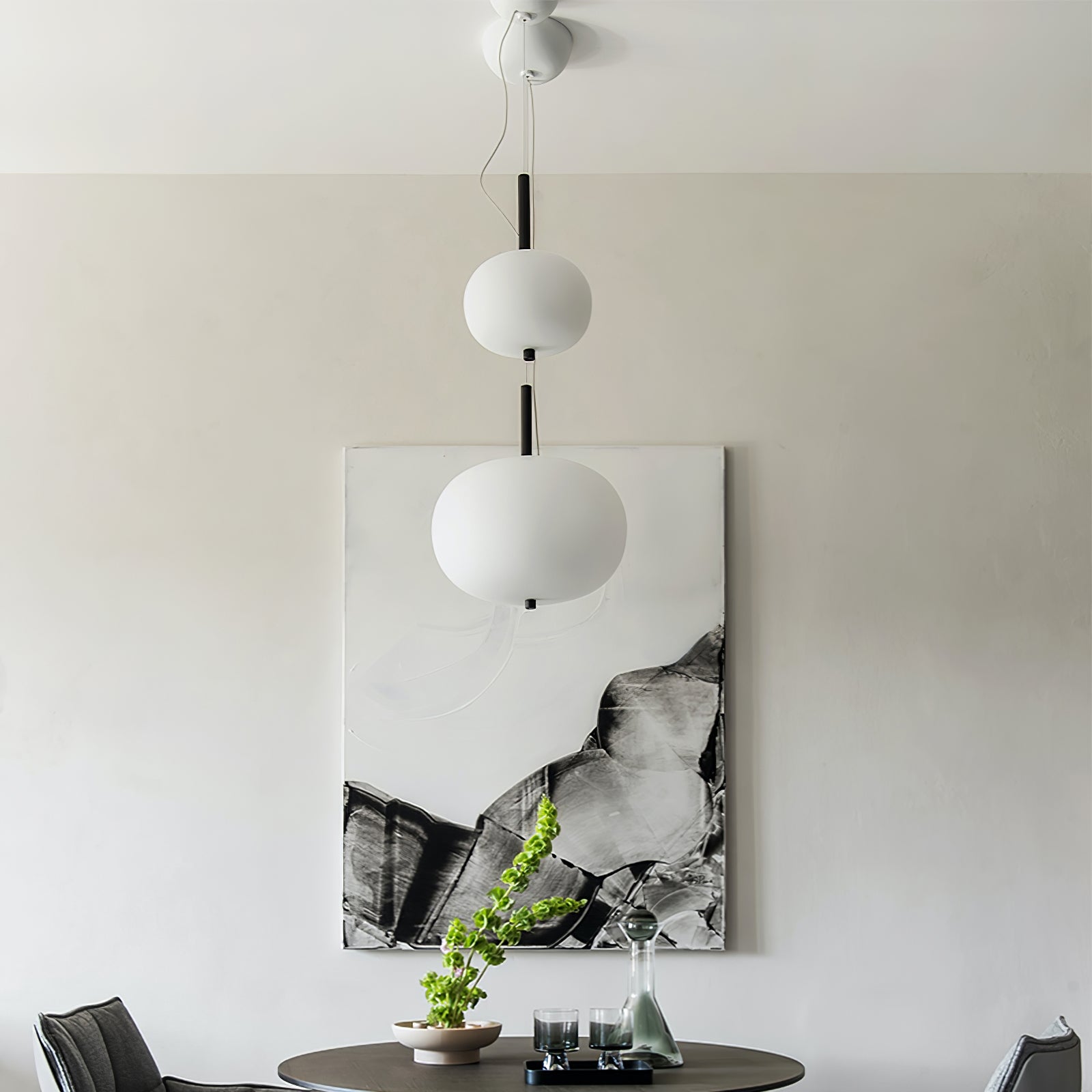 Modern Wood and Hand Blown Glass Sphere LED Pendant Light for Home Decor