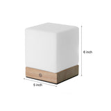 Modern Wood Cube LED Table Lamp with Opal Glass Shade and Remote Control