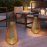 Modern Wood Finish LED Solar Outdoor Floor Lamp Portable Waterproof Garden Lantern