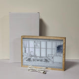 Modern Wood LED Art Photo Frame Bedside Lamp for Creative Home Decor