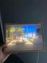 Modern Wood LED Art Photo Frame Bedside Lamp for Creative Home Decor