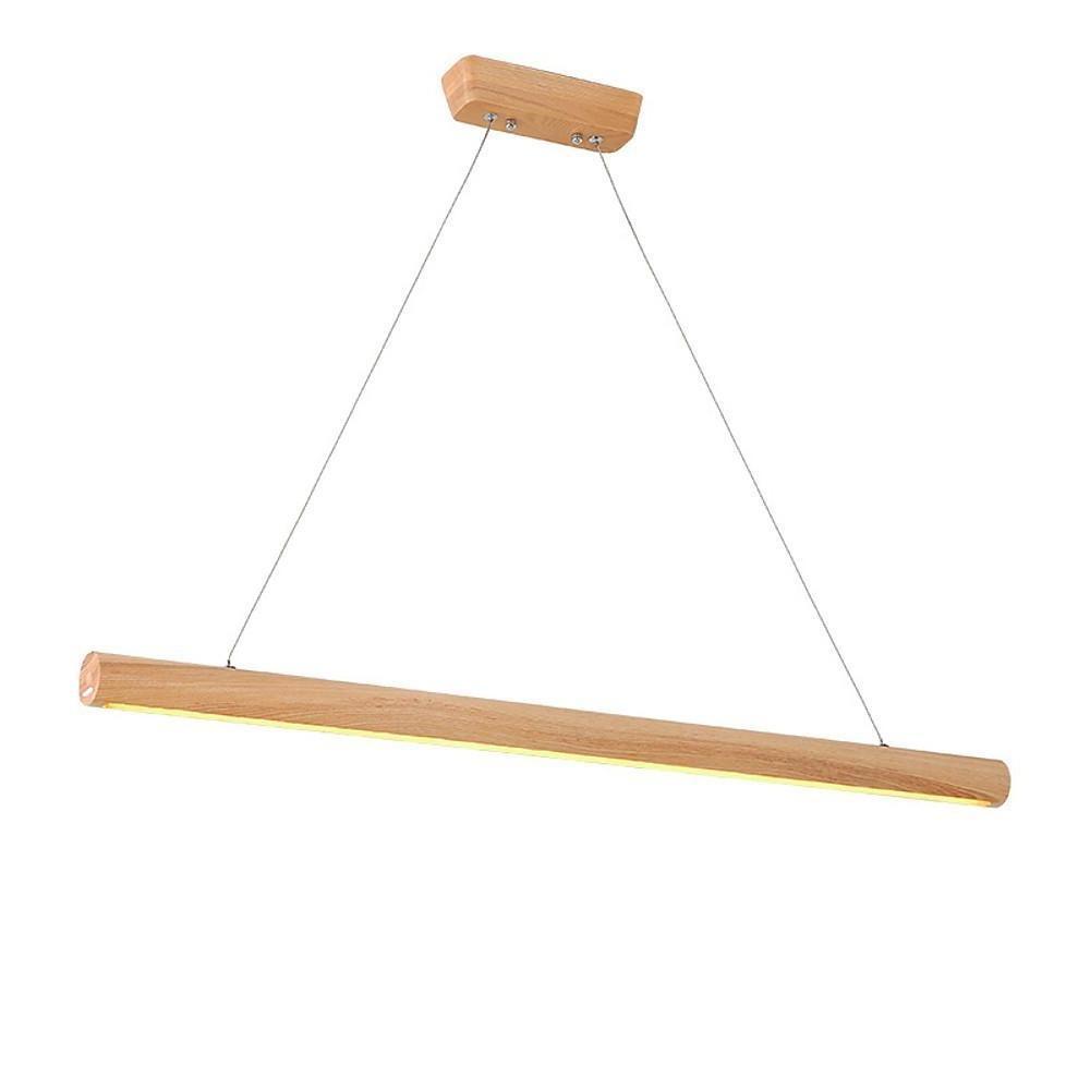 Modern Wood Strip LED Linear Pendant Light for Kitchen Island and Dining Room