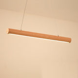 Modern Wood Strip LED Linear Pendant Light for Kitchen Island and Dining Room