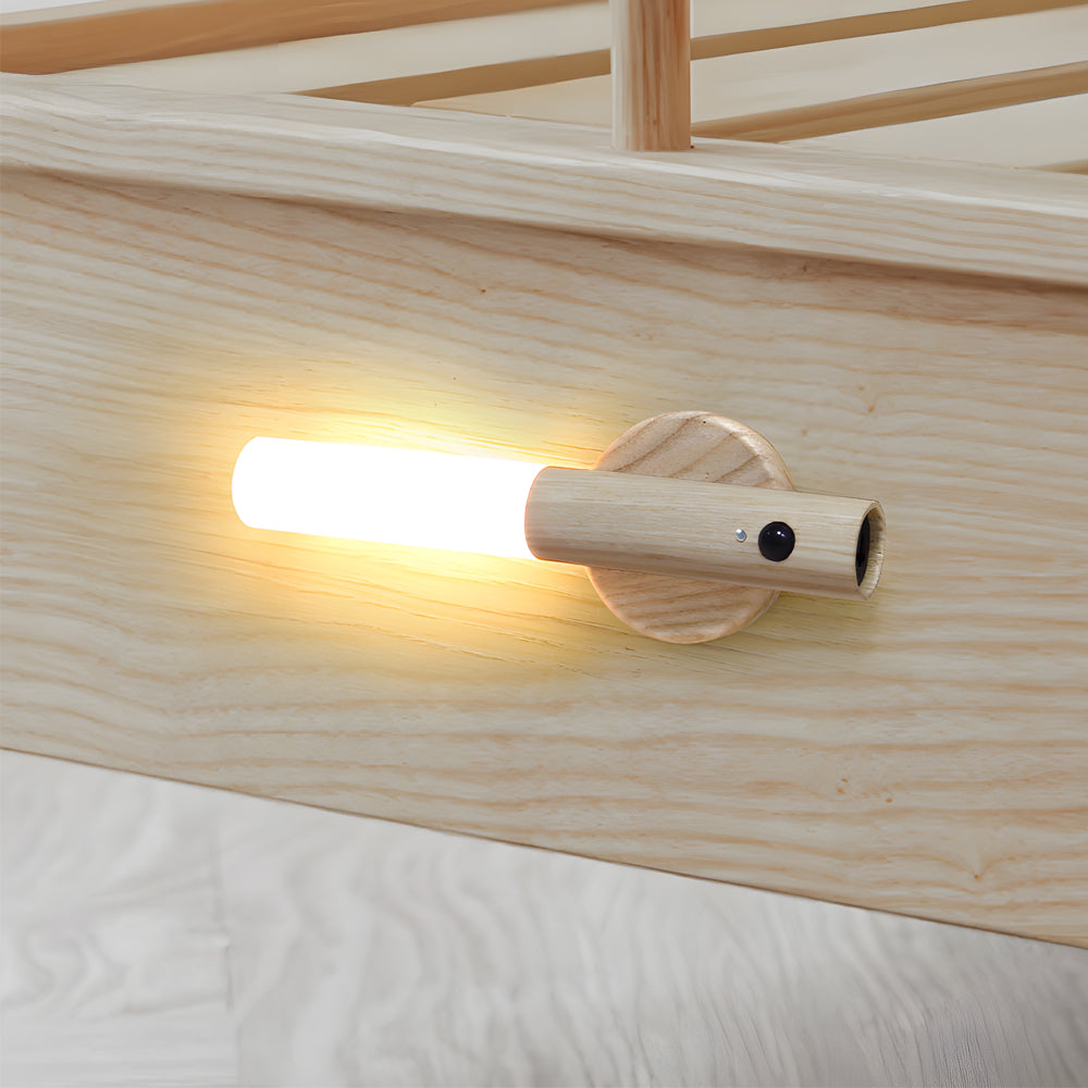 Modern Wooden Motion Sensor Night Light USB Rechargeable Magnetic LED Wall Sconce Portable Flashlight