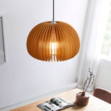 Modern Wooden Pumpkin Pendant Light Organic Nordic Style Ceiling Hanging Lamp