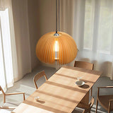 Modern Wooden Pumpkin Pendant Light Organic Nordic Style Ceiling Hanging Lamp