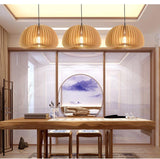 Modern Wooden Pumpkin Pendant Light Organic Nordic Style Ceiling Hanging Lamp