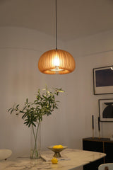 Modern Wooden Pumpkin Pendant Light Organic Nordic Style Ceiling Hanging Lamp