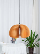 Modern Wooden Pumpkin Pendant Light Organic Nordic Style Ceiling Hanging Lamp
