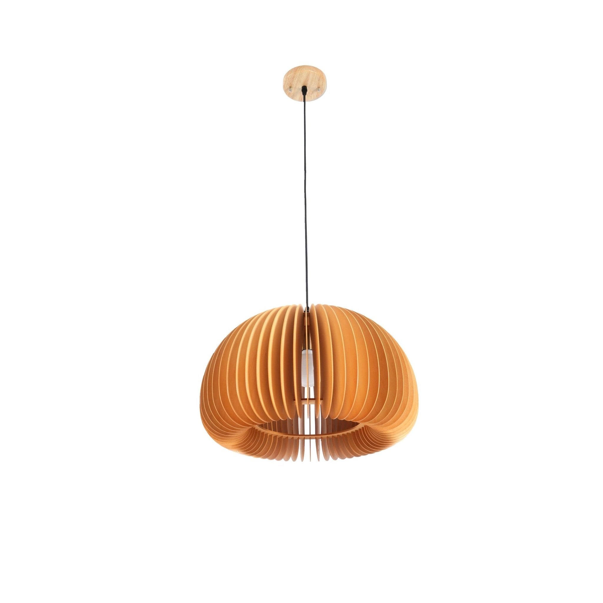 Modern Wooden Pumpkin Pendant Light Organic Nordic Style Ceiling Hanging Lamp