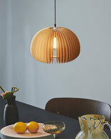 Modern Wooden Pumpkin Pendant Light Organic Nordic Style Ceiling Hanging Lamp