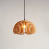 Modern Wooden Pumpkin Pendant Light Organic Nordic Style Ceiling Hanging Lamp