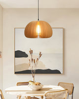 Modern Wooden Pumpkin Pendant Light Organic Nordic Style Ceiling Hanging Lamp