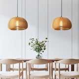 Modern Wooden Pumpkin Pendant Light Organic Nordic Style Ceiling Hanging Lamp