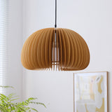 Modern Wooden Pumpkin Pendant Light Organic Nordic Style Ceiling Hanging Lamp