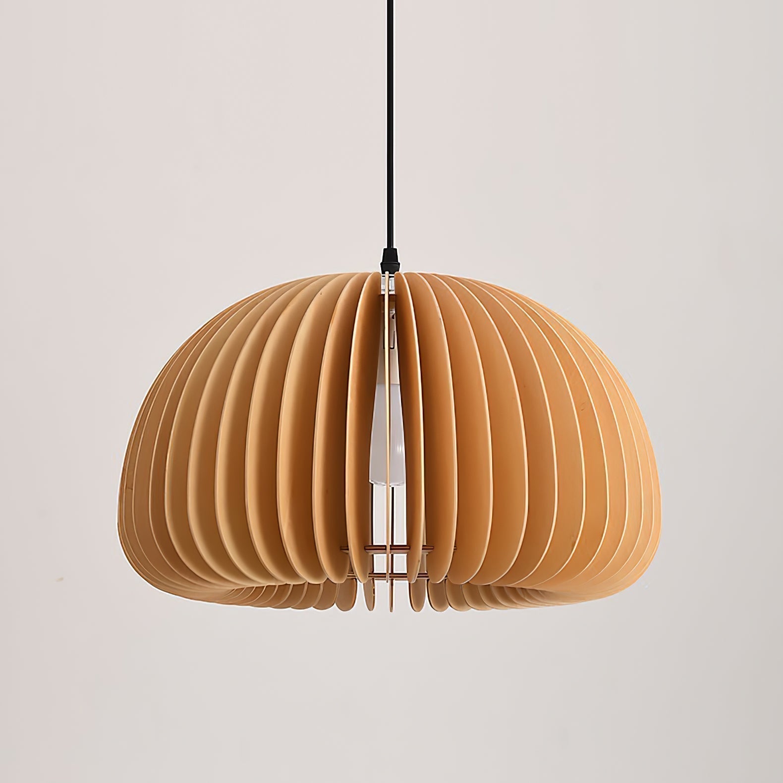 Modern Wooden Pumpkin Pendant Light Organic Nordic Style Ceiling Hanging Lamp