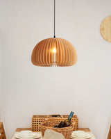 Modern Wooden Pumpkin Pendant Light Organic Nordic Style Ceiling Hanging Lamp