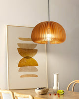 Modern Wooden Pumpkin Pendant Light Organic Nordic Style Ceiling Hanging Lamp