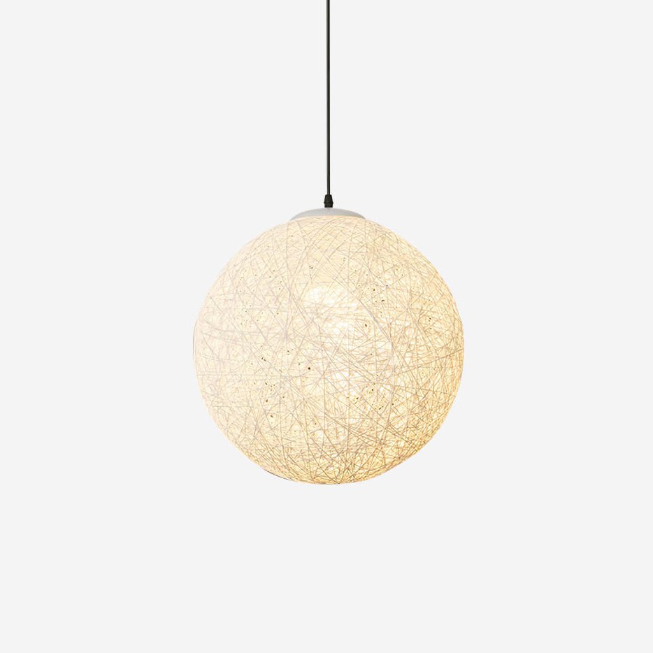 Modern Woven Hemp Rattan Sphere Pendant Light Organic Nest Style Ceiling Fixture