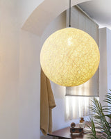 Modern Woven Hemp Rattan Sphere Pendant Light Organic Nest Style Ceiling Fixture