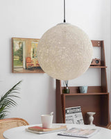 Modern Woven Hemp Rattan Sphere Pendant Light Organic Nest Style Ceiling Fixture