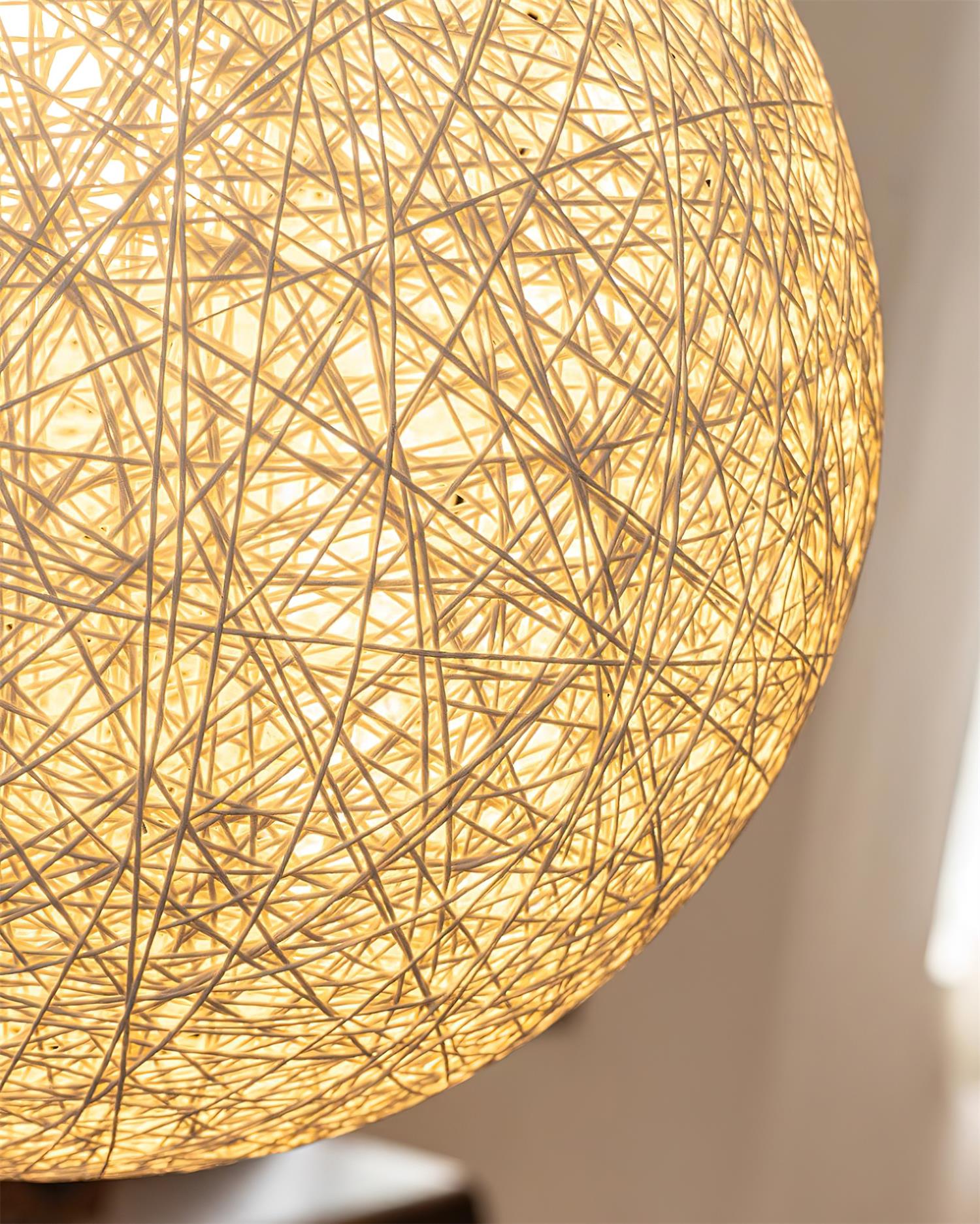 Modern Woven Hemp Rattan Sphere Pendant Light Organic Nest Style Ceiling Fixture